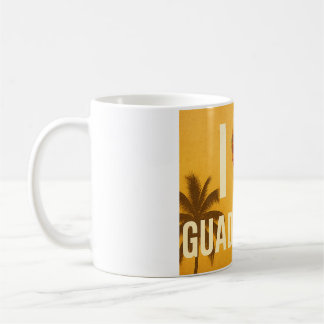 Guadeloupe Poster - Madras Heart and Palm Trees Coffee Mug