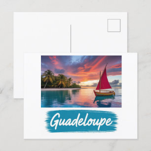 Guadeloupe Sunset Island Tropical Sailing Postcard