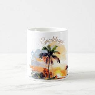 Guadeloupe: Tropical Sunset in Aquarell Coffee Mug