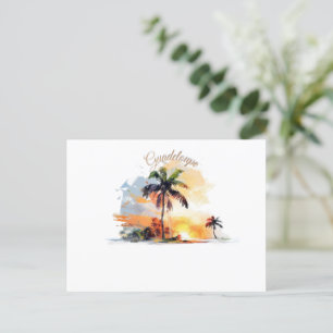 Guadeloupe: Tropical Sunset in Aquarell Postcard