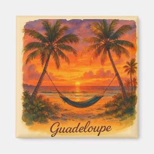 Guadeloupe - Tropical Sunset with Hamac Magnet