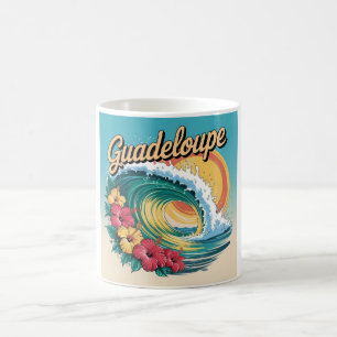 Guadeloupe Tropical Wave Retro Hibiscus Soleil Coffee Mug