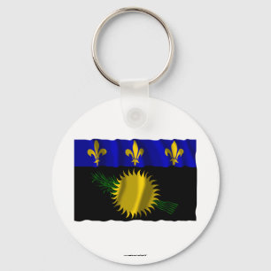 Guadeloupe waving flag key ring