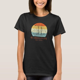 Guadeloupe West Indies Vintage Blueprint Sailboat T-Shirt