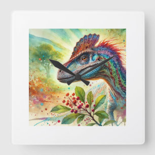 Guaibasaurus in watercolor 060924AREF119 - Waterco Square Wall Clock