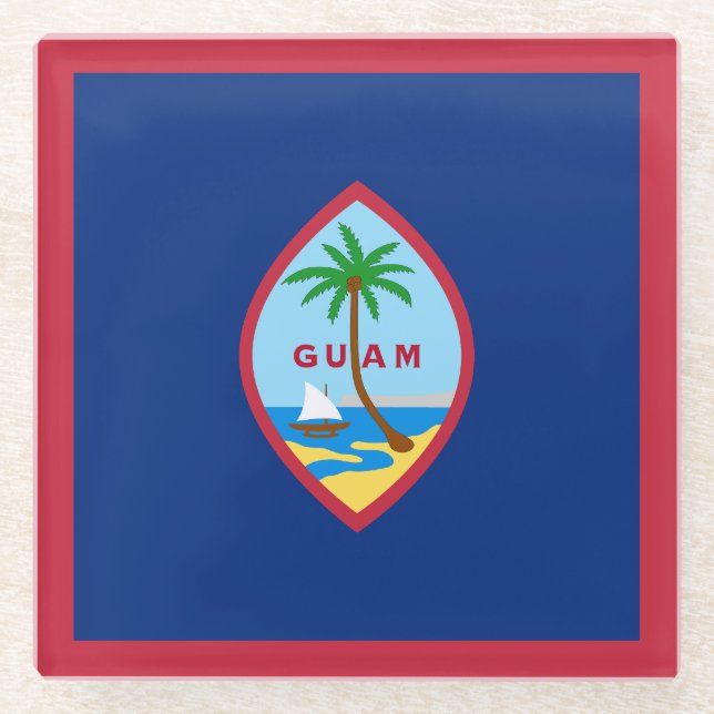Guam Flag Glass Coaster (Front)