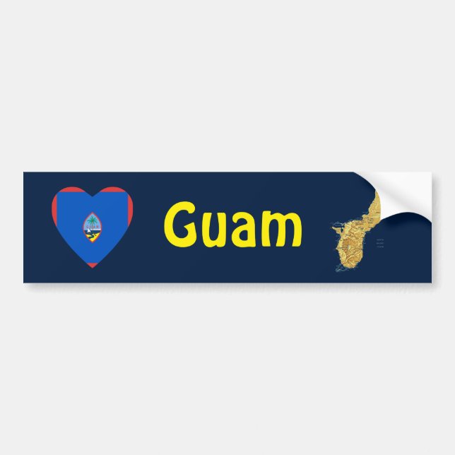 Guam Flag Heart + Map Bumper Sticker (Front)