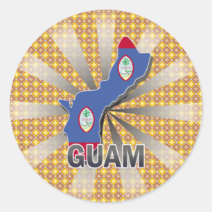 Guam Flag Map 2.0 Classic Round Sticker