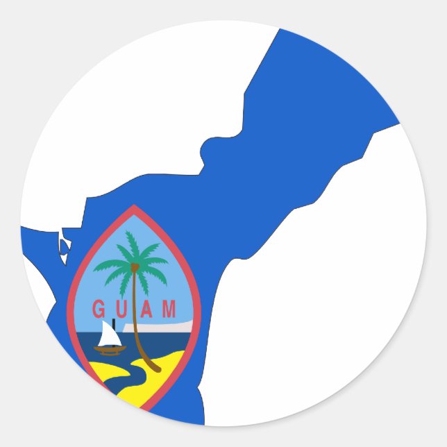 Guam Flag Map Classic Round Sticker (Front)