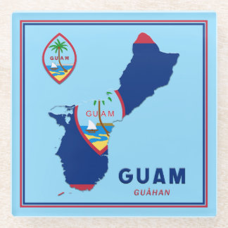 Guam Flag Map & Seal Glass Coaster