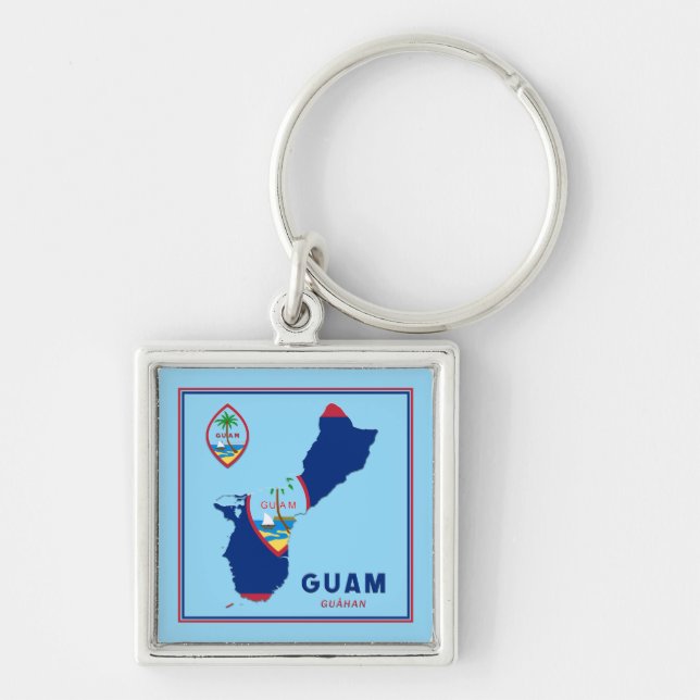 Guam Flag Map & Seal Key Ring (Front)