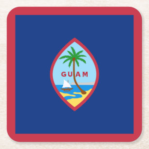 Guam Flag Square Paper Coaster
