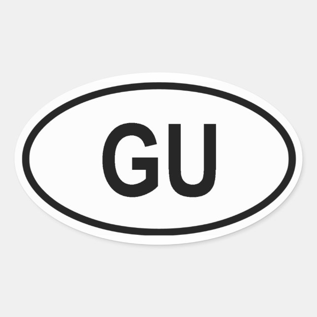 Guam "GU" Oval Sticker (Front)
