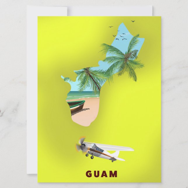 Guam illustrated map travel poster invitation (Front)