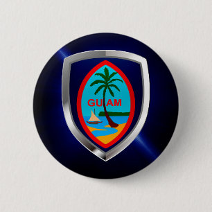 Guam Mettalic Emblem 6 Cm Round Badge