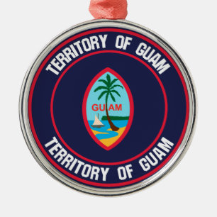 Guam Round Emblem Metal Ornament