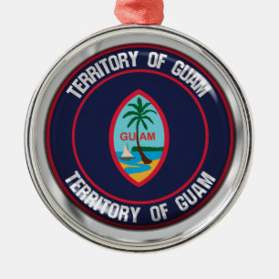 Guam Round Emblem Metal Ornament