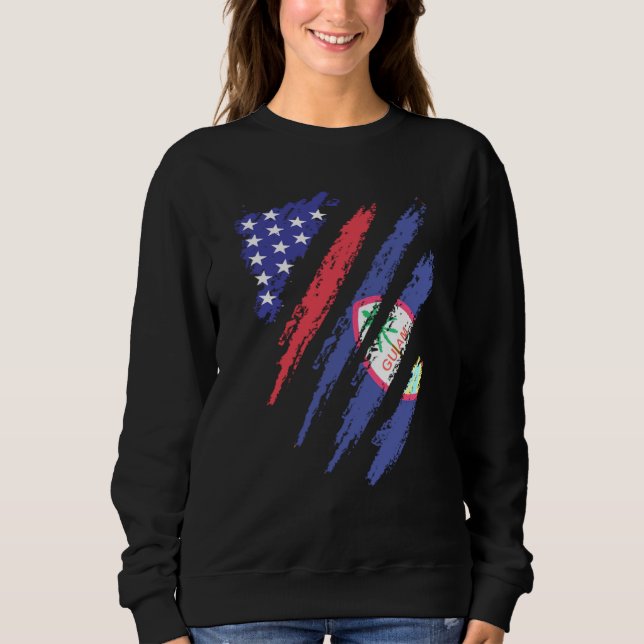 Guamanian American Patriot Grown Heart Flag Stripe Sweatshirt (Front)