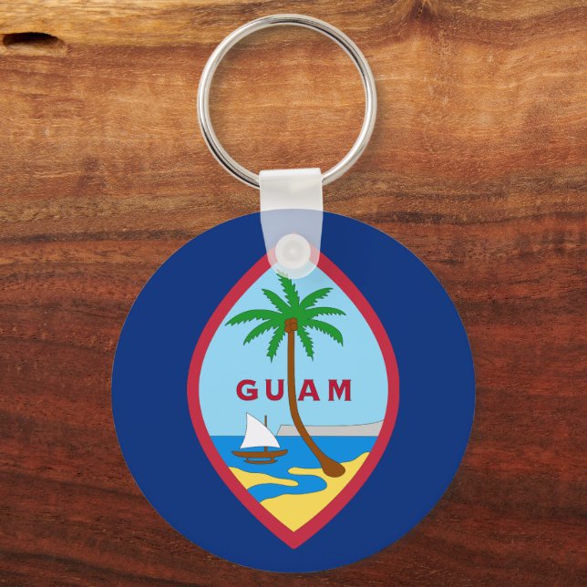 Guamanian Flag & Guam holiday, patriots / sports Key Ring (Front)