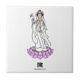 Guan Yin Bodhisattva on Lotus  Ceramic Tile