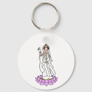 Guan Yin Bodhisattva on Lotus Keychain 