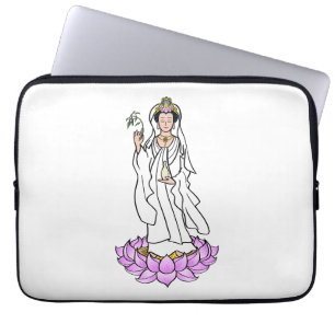 Guan Yin Bodhisattva on Lotus Laptop Sleeve