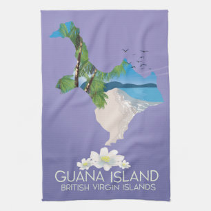 Guana Island British Virgin Islands travel poster Tea Towel