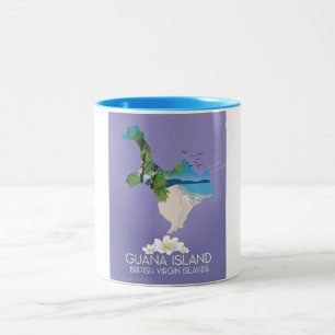 Guana Island British Virgin Islands travel poster Two-Tone Coffee Mug