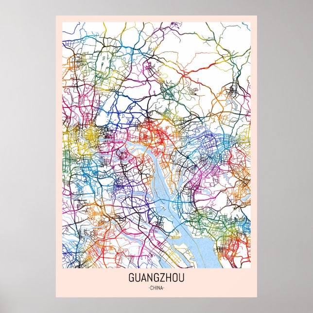 Guangzhou China City Map Poster (Front)