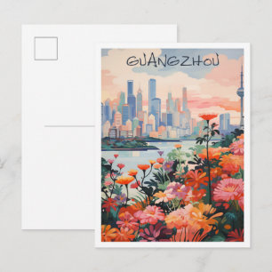 Guangzhou China Vintage Travel Art Postcard
