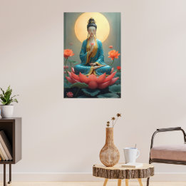 Guanyin Meditating on a Radiant Lotus Poster