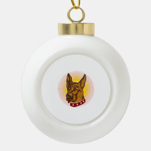 Guard Dog Belgian Malinois Shepherd Ceramic Ball Christmas Ornament