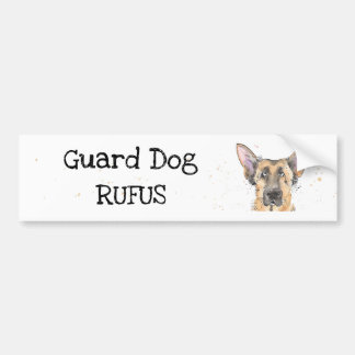 Guard DOG cute German Shepherd/Alsatian customised Bumper Sticker