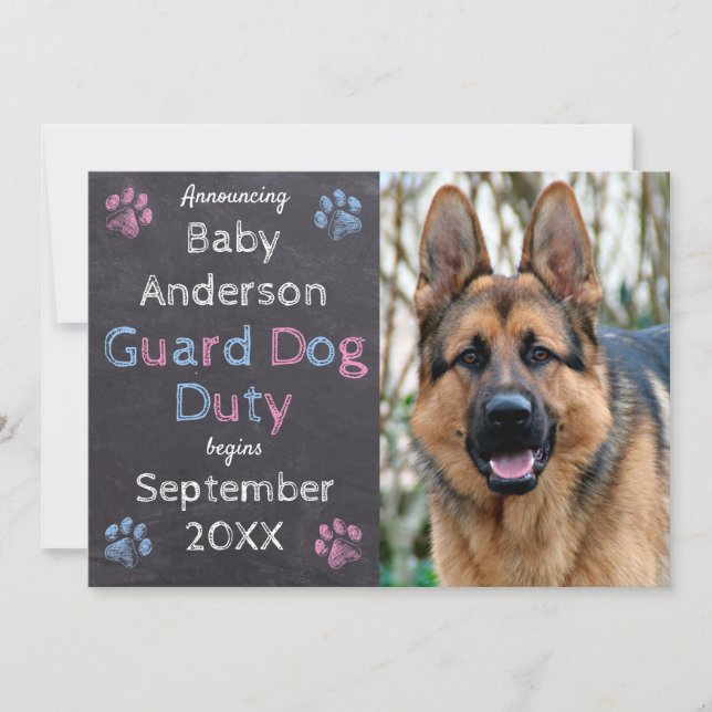 Guard Dog Duty Begins Pregnancy Announcement (Front)