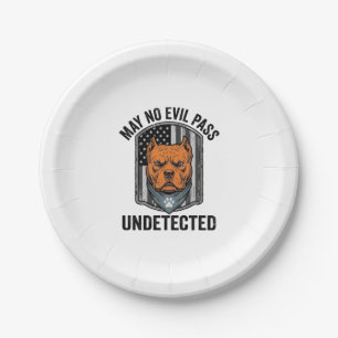 Guard Dog May No Evil Pass Vintage Vector Design Paper Plate