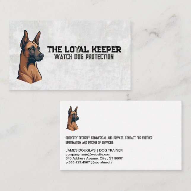 Guard Dog on Alert  Business Card (Front/Back)
