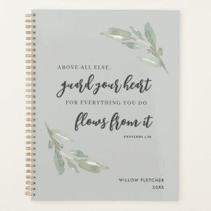 Guard Your Heart Christian Bible Verse Greenery Planner