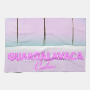 Guardalavaca Cuban vintage travel poster Tea Towel