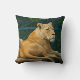 Guarded Rest – Lion Pair in Sanctuary Setting Cushion