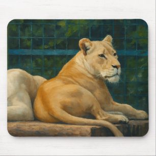 Guarded Rest – Lion Pair in Sanctuary Setting Mouse Pad