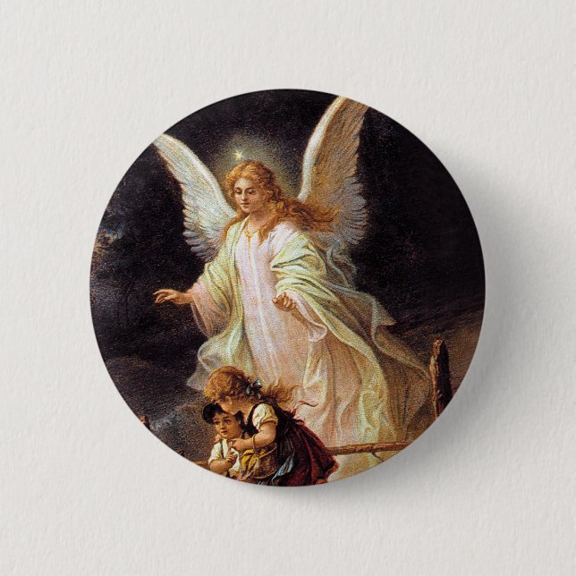 Guardian Angel 6 Cm Round Badge (Front)
