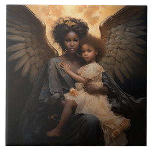 Guardian Angel African Angel Ceramic Tile