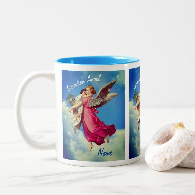 Guardian Angel And Child Personalised Two-Tone Coffee Mug (With Donut)