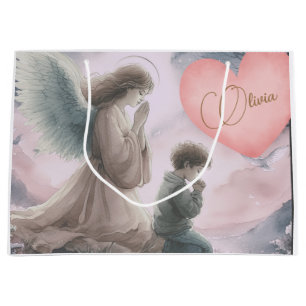 Guardian Angel and Child Praying Together Large Gift Bag