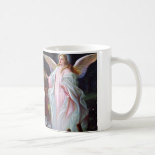 guardian angel and children on bridge coffee mug