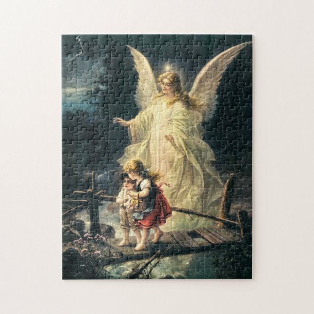 guardian angel and two children on the bridge jigsaw puzzle (Vertical)