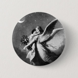 Guardian Angel At Night 6 Cm Round Badge