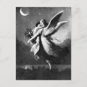 Guardian Angel At Night Postcard