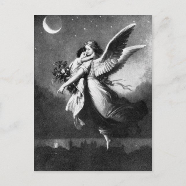 Guardian Angel At Night Postcard (Front)