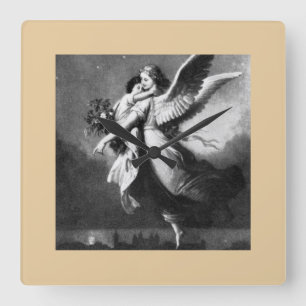 Guardian Angel At Night Square Wall Clock